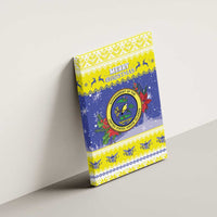 United States Virgin Islands Christmas Canvas Wall Art Coat Of Arms With Poinsettia - Wonder Print Shop