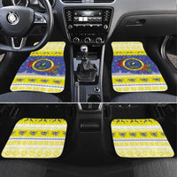 United States Virgin Islands Christmas Car Mats Coat Of Arms With Poinsettia - Wonder Print Shop