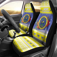 United States Virgin Islands Christmas Car Seat Cover Coat Of Arms With Poinsettia - Wonder Print Shop