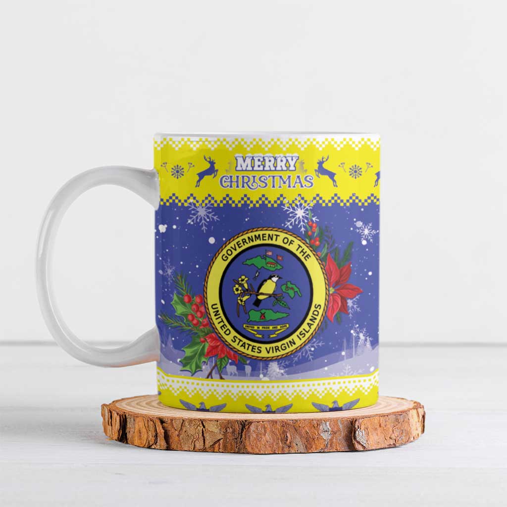 United States Virgin Islands Christmas Ceramic Mug Coat Of Arms With Poinsettia - Wonder Print Shop
