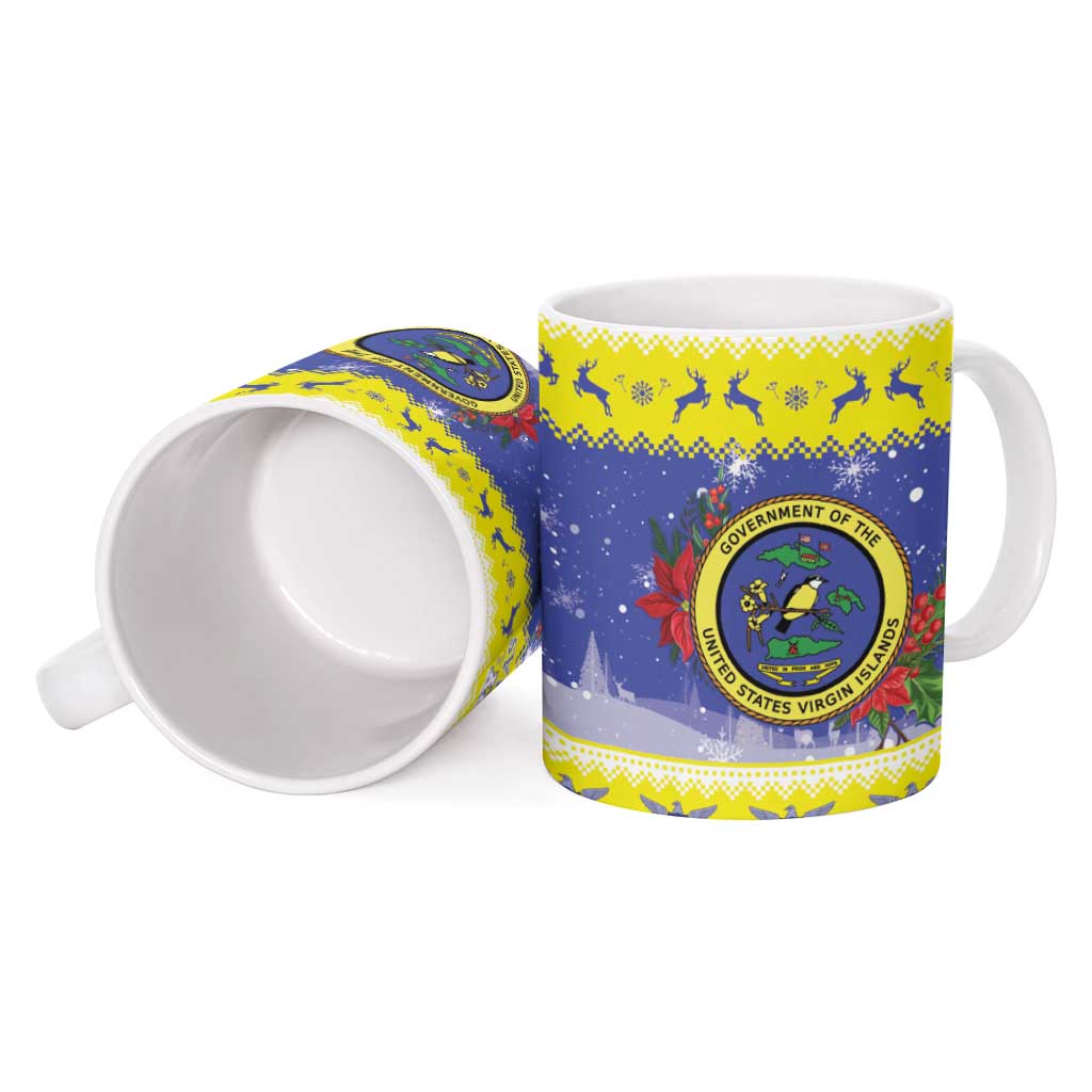 United States Virgin Islands Christmas Ceramic Mug Coat Of Arms With Poinsettia - Wonder Print Shop