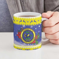 United States Virgin Islands Christmas Ceramic Mug Coat Of Arms With Poinsettia - Wonder Print Shop