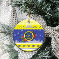 United States Virgin Islands Christmas Ceramic Ornament Coat Of Arms With Poinsettia - Wonder Print Shop