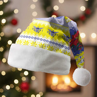 United States Virgin Islands Christmas Santa Hat Coat Of Arms With Poinsettia - Wonder Print Shop