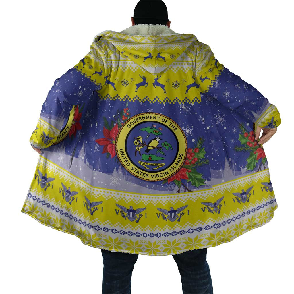 United States Virgin Islands Christmas Cloak Coat Of Arms With Poinsettia - Wonder Print Shop