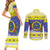 United States Virgin Islands Christmas Couples Matching Short Sleeve Bodycon Dress and Long Sleeve Button Shirt Coat Of Arms With Poinsettia - Wonder Print Shop