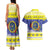 United States Virgin Islands Christmas Couples Matching Tank Maxi Dress and Hawaiian Shirt Coat Of Arms With Poinsettia - Wonder Print Shop