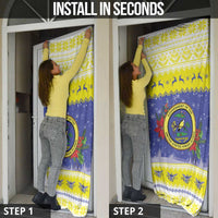 United States Virgin Islands Christmas Door Cover Coat Of Arms With Poinsettia - Wonder Print Shop