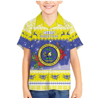 United States Virgin Islands Christmas Family Matching Mermaid Dress and Hawaiian Shirt Coat Of Arms With Poinsettia - Wonder Print Shop