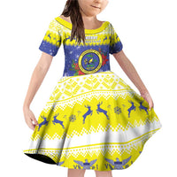 United States Virgin Islands Christmas Family Matching Off Shoulder Short Dress and Hawaiian Shirt Coat Of Arms With Poinsettia - Wonder Print Shop