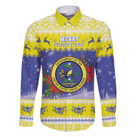 United States Virgin Islands Christmas Family Matching Short Sleeve Bodycon Dress and Hawaiian Shirt Coat Of Arms With Poinsettia - Wonder Print Shop