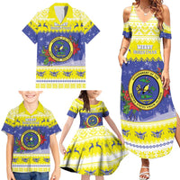 United States Virgin Islands Christmas Family Matching Summer Maxi Dress and Hawaiian Shirt Coat Of Arms With Poinsettia - Wonder Print Shop