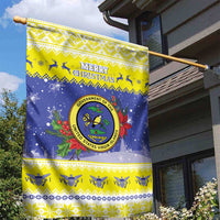 United States Virgin Islands Christmas Garden Flag Coat Of Arms With Poinsettia - Wonder Print Shop