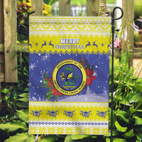 United States Virgin Islands Christmas Garden Flag Coat Of Arms With Poinsettia - Wonder Print Shop