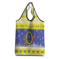 United States Virgin Islands Christmas Grocery Bag Coat Of Arms With Poinsettia - Wonder Print Shop