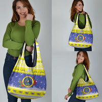 United States Virgin Islands Christmas Grocery Bag Coat Of Arms With Poinsettia - Wonder Print Shop