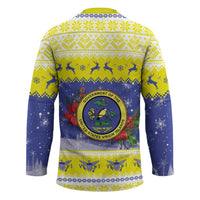 United States Virgin Islands Christmas Hockey Jersey Coat Of Arms With Poinsettia - Wonder Print Shop