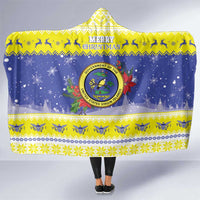 United States Virgin Islands Christmas Hooded Blanket Coat Of Arms With Poinsettia - Wonder Print Shop