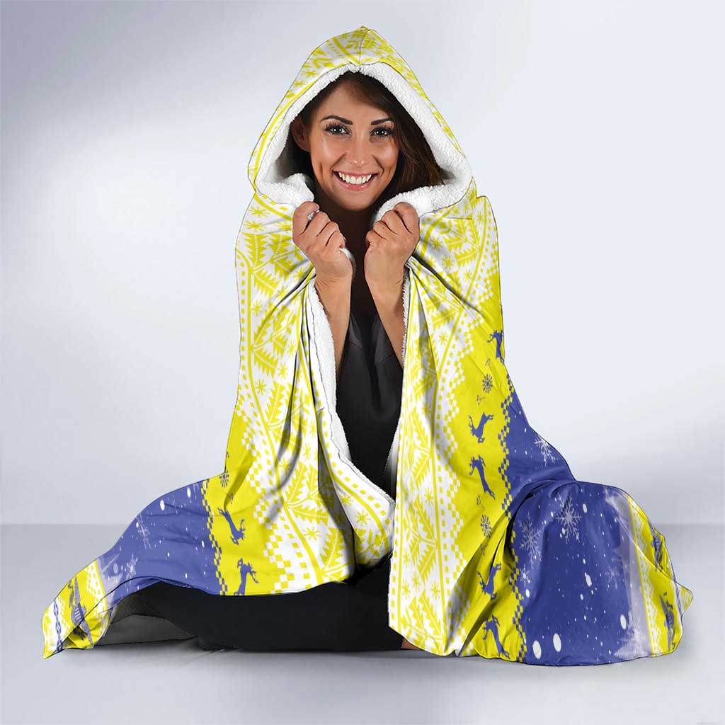 United States Virgin Islands Christmas Hooded Blanket Coat Of Arms With Poinsettia - Wonder Print Shop