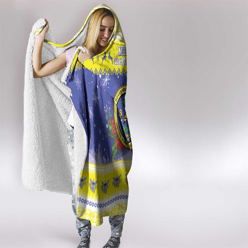 United States Virgin Islands Christmas Hooded Blanket Coat Of Arms With Poinsettia - Wonder Print Shop