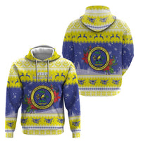 United States Virgin Islands Christmas Hoodie Coat Of Arms With Poinsettia - Wonder Print Shop