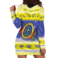 United States Virgin Islands Christmas Hoodie Dress Coat Of Arms With Poinsettia - Wonder Print Shop