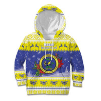 United States Virgin Islands Christmas Kid Hoodie Coat Of Arms With Poinsettia - Wonder Print Shop