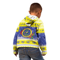 United States Virgin Islands Christmas Kid Hoodie Coat Of Arms With Poinsettia - Wonder Print Shop