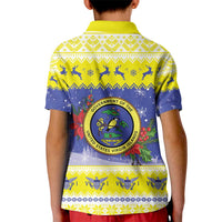 United States Virgin Islands Christmas Kid Polo Shirt Coat Of Arms With Poinsettia - Wonder Print Shop