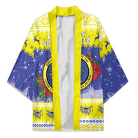 United States Virgin Islands Christmas Kimono Coat Of Arms With Poinsettia - Wonder Print Shop