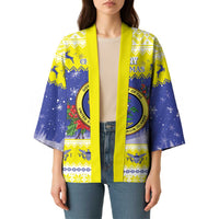 United States Virgin Islands Christmas Kimono Coat Of Arms With Poinsettia - Wonder Print Shop