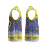 United States Virgin Islands Christmas Knitted V-Neck Vest Coat Of Arms With Poinsettia - Wonder Print Shop