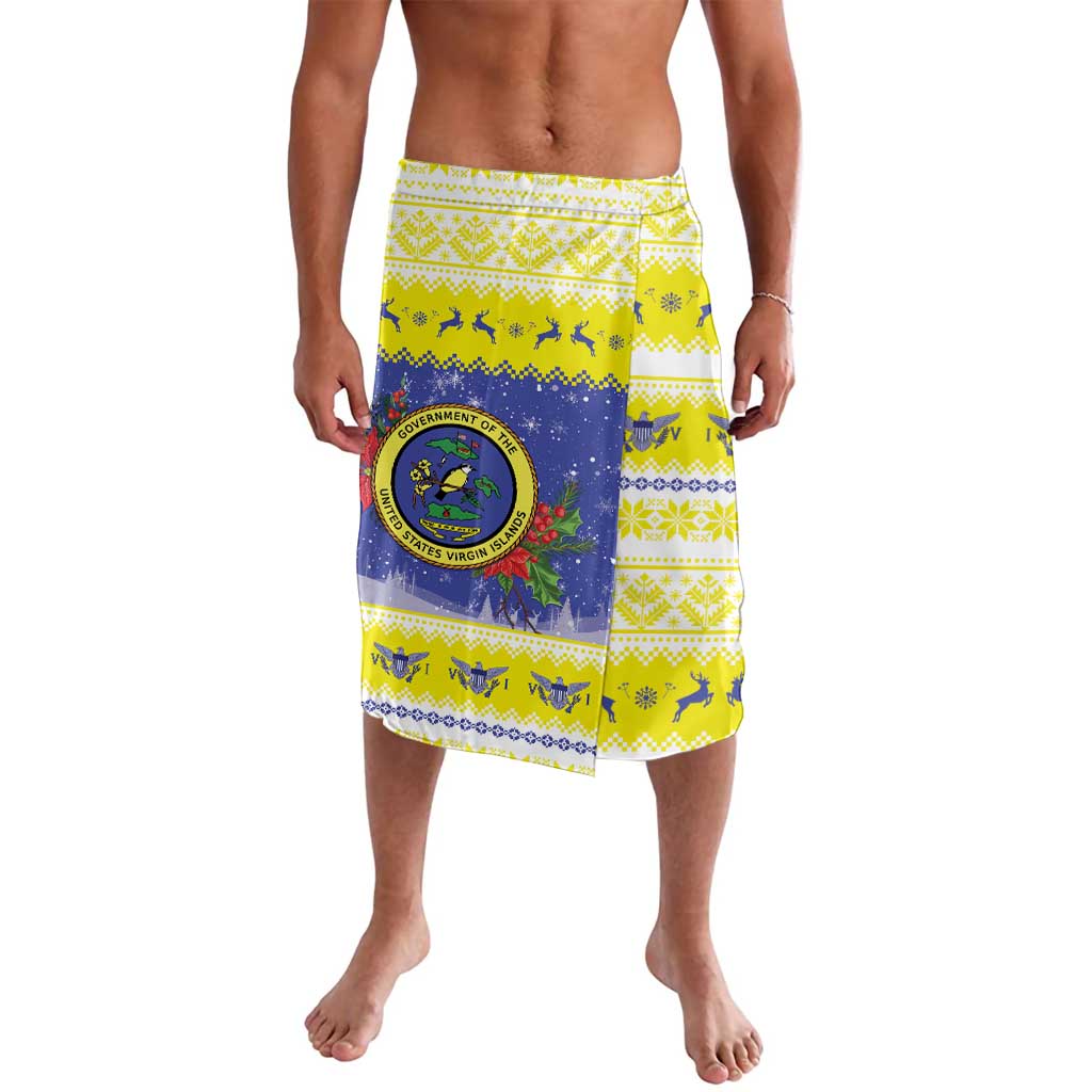 United States Virgin Islands Christmas Lavalava Coat Of Arms With Poinsettia - Wonder Print Shop