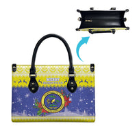 United States Virgin Islands Christmas Leather Bag Coat Of Arms With Poinsettia - Wonder Print Shop