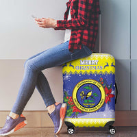 United States Virgin Islands Christmas Luggage Cover Coat Of Arms With Poinsettia - Wonder Print Shop