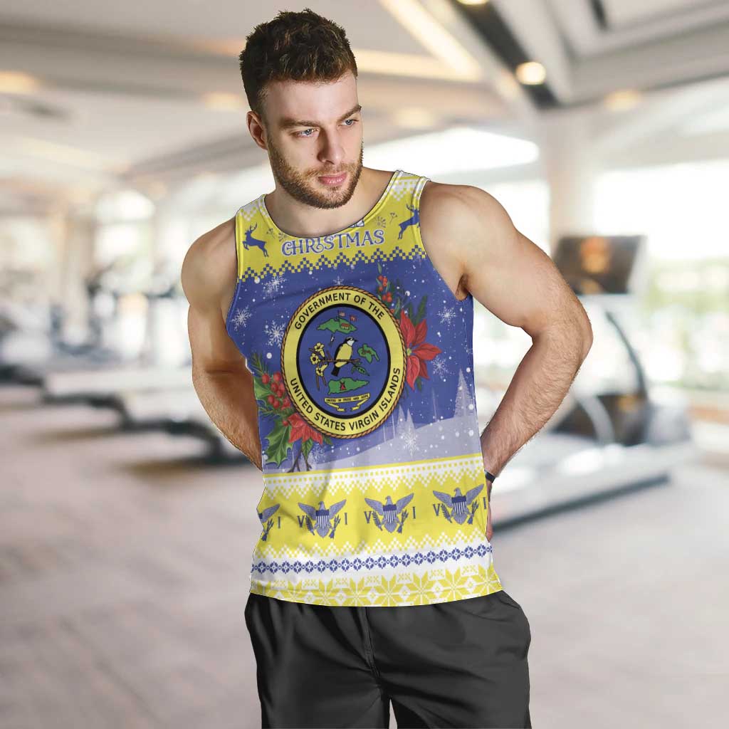 United States Virgin Islands Christmas Men Tank Top Coat Of Arms With Poinsettia - Wonder Print Shop