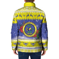 United States Virgin Islands Christmas Padded Jacket Coat Of Arms With Poinsettia - Wonder Print Shop