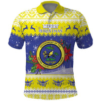 United States Virgin Islands Christmas Polo Shirt Coat Of Arms With Poinsettia - Wonder Print Shop