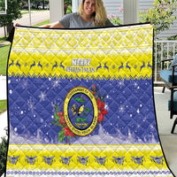 United States Virgin Islands Christmas Quilt Coat Of Arms With Poinsettia - Wonder Print Shop