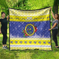 United States Virgin Islands Christmas Quilt Coat Of Arms With Poinsettia - Wonder Print Shop