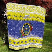 United States Virgin Islands Christmas Quilt Coat Of Arms With Poinsettia - Wonder Print Shop