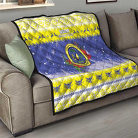 United States Virgin Islands Christmas Quilt Coat Of Arms With Poinsettia - Wonder Print Shop