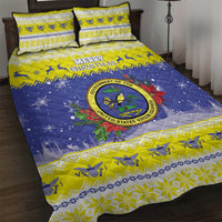 United States Virgin Islands Christmas Quilt Bed Set Coat Of Arms With Poinsettia - Wonder Print Shop