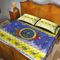 United States Virgin Islands Christmas Quilt Bed Set Coat Of Arms With Poinsettia - Wonder Print Shop