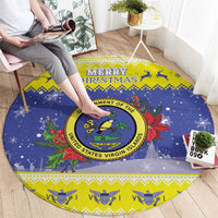 United States Virgin Islands Christmas Round Carpet Coat Of Arms With Poinsettia - Wonder Print Shop