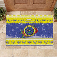 United States Virgin Islands Christmas Rubber Doormat Coat Of Arms With Poinsettia - Wonder Print Shop