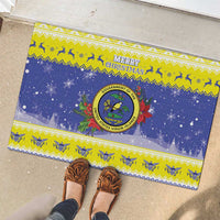 United States Virgin Islands Christmas Rubber Doormat Coat Of Arms With Poinsettia - Wonder Print Shop