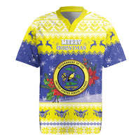 United States Virgin Islands Christmas Rugby Jersey Coat Of Arms With Poinsettia - Wonder Print Shop