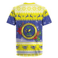 United States Virgin Islands Christmas Rugby Jersey Coat Of Arms With Poinsettia - Wonder Print Shop