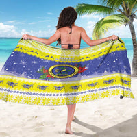 United States Virgin Islands Christmas Sarong Coat Of Arms With Poinsettia - Wonder Print Shop